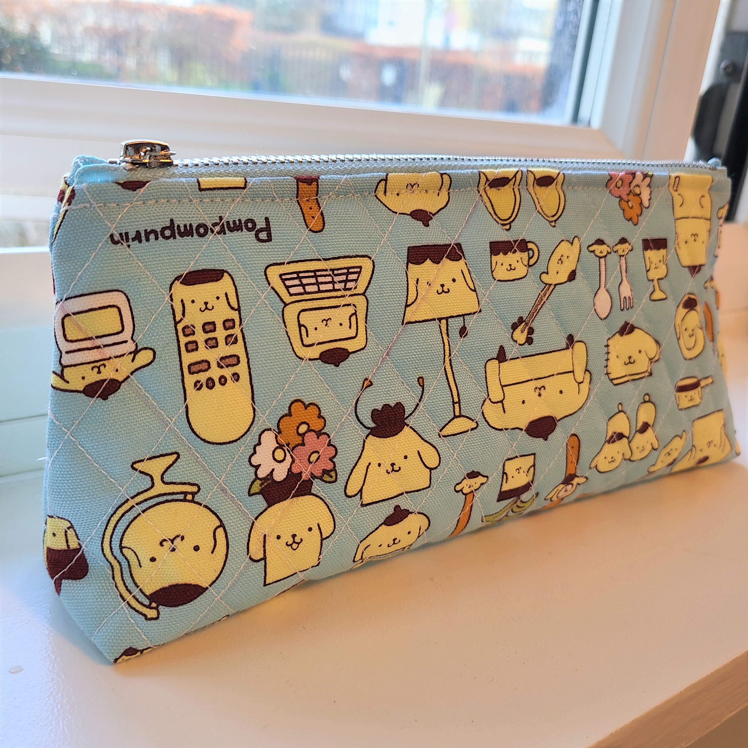Pompompurin quilted zipper pencil pouch (Handmade, FREE shipping world –  Just Cutie